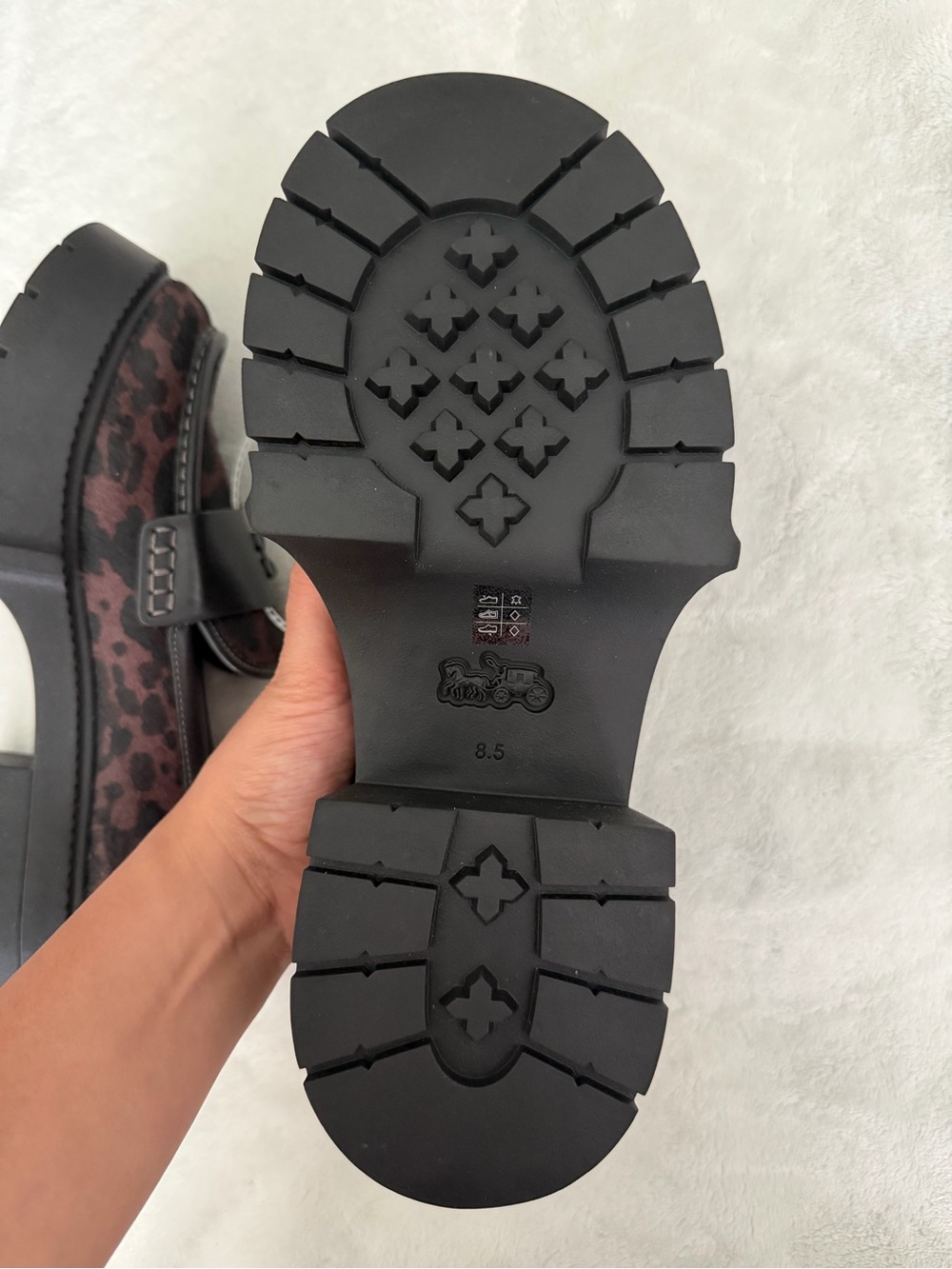 Coach Leopard-Print Chunky Loafer in Black & Brown - Picture 4 of 5
